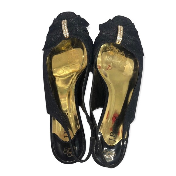 J.Renee Slade Black Low Heel Slingback Sandal - Picture 2 of 7